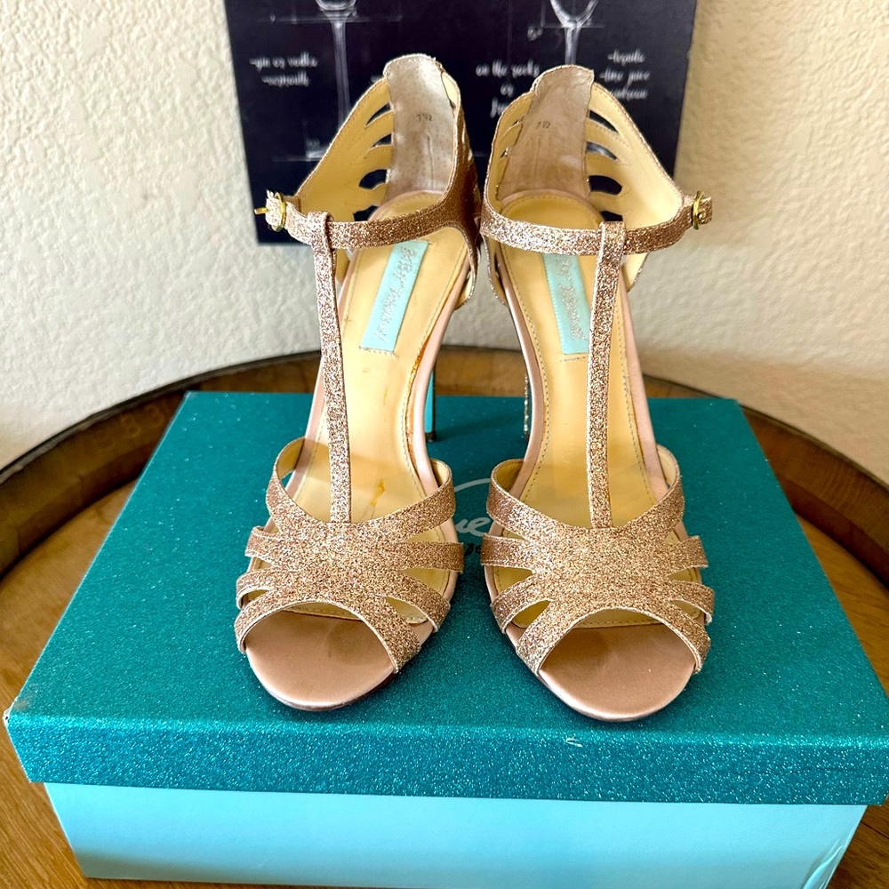 Besty Johnson t-strap champagne heels